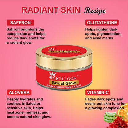 50 grams - BRIDAL GLOW - Skin Brightening in 6 days- Dark Spots & Dullness removal cream - Ultra Fairness & Glow Booster Night Cream.