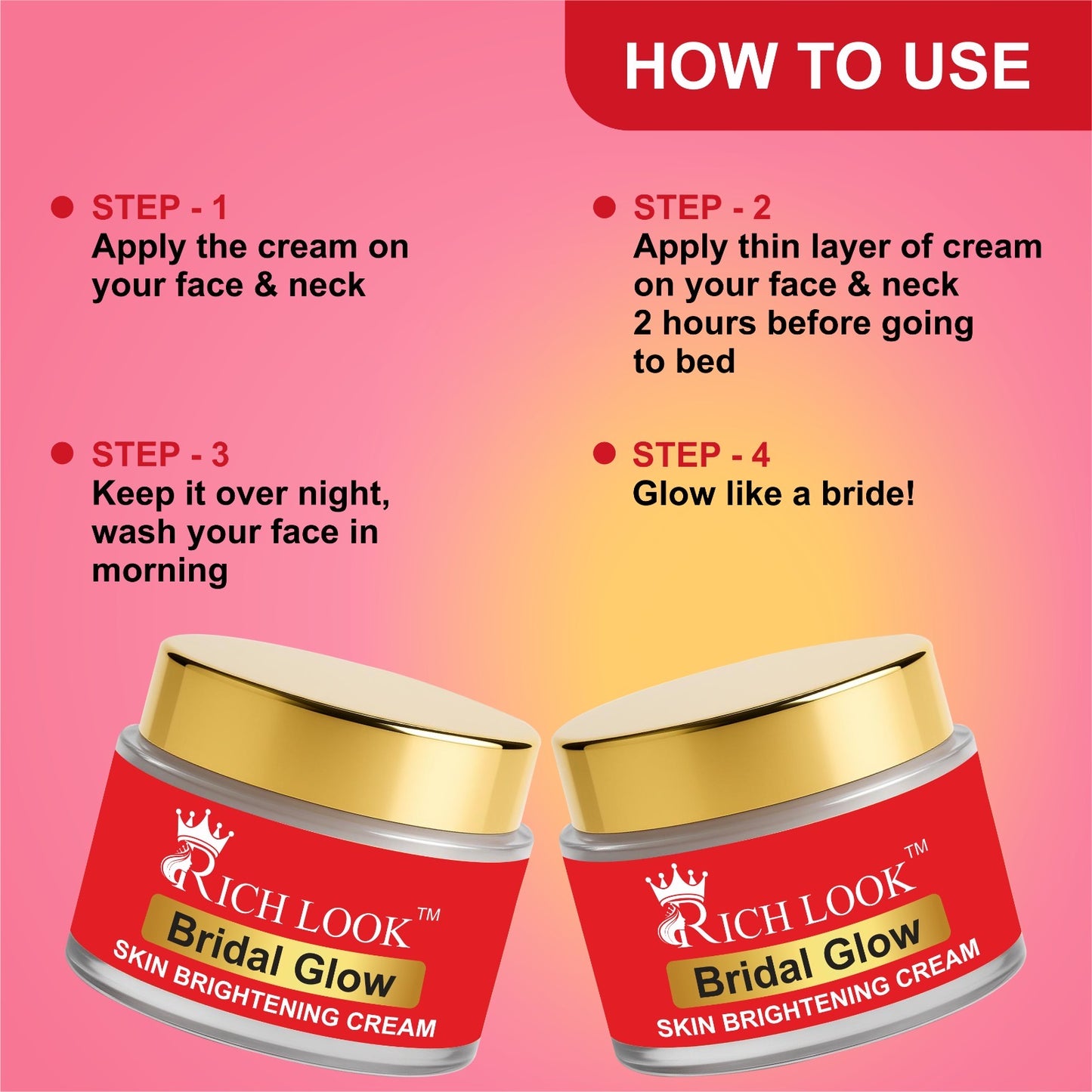 BUY 2 GET 1 BRIDAL GLOW CREAM FREE 6 days results - Skin Brightening- Dark Spots & Dullness removal cream - Ultra Fairness & Glow Booster Night Cream.