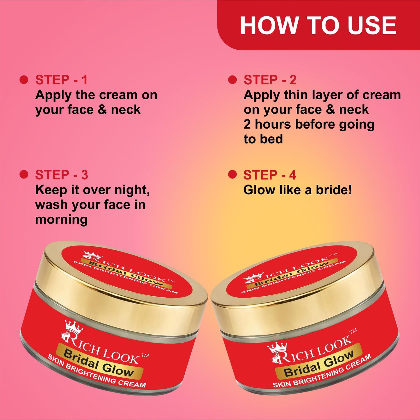 50 grams - BRIDAL GLOW - Skin Brightening in 6 days- Dark Spots & Dullness removal cream - Ultra Fairness & Glow Booster Night Cream.